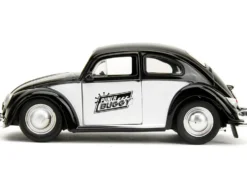1959 Volkswagen Beetle Punch Buggy Black and White and Boxing Gloves Accessory Punch Buggy Series 1/32 Diecast Model Car Jada 34233
