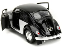 1959 Volkswagen Beetle Punch Buggy Black and White and Boxing Gloves Accessory Punch Buggy Series 1/32 Diecast Model Car Jada 34233