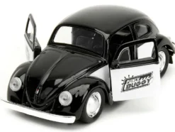 1959 Volkswagen Beetle Punch Buggy Black and White and Boxing Gloves Accessory Punch Buggy Series 1/32 Diecast Model Car Jada 34233