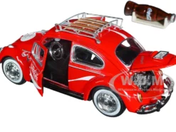 1966 Volkswagen Beetle Red Enjoy Coca-Cola Roof Rack Accessories 1/24 Diecast Model Car Motor City Classics 424066