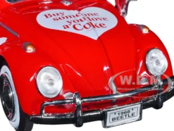 1966 Volkswagen Beetle Red Enjoy Coca-Cola Roof Rack Accessories 1/24 Diecast Model Car Motor City Classics 424066