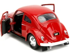 1959 Volkswagen Beetle Red with White Graphics and Boxing Gloves Accessory Punch Buggy Series 1/32 Diecast Model Car Jada 34236