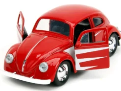 1959 Volkswagen Beetle Red with White Graphics and Boxing Gloves Accessory Punch Buggy Series 1/32 Diecast Model Car Jada 34236