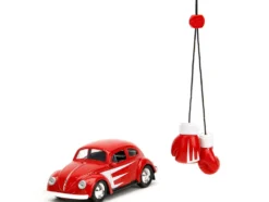 1959 Volkswagen Beetle Red with White Graphics and Boxing Gloves Accessory Punch Buggy Series 1/32 Diecast Model Car Jada 34236