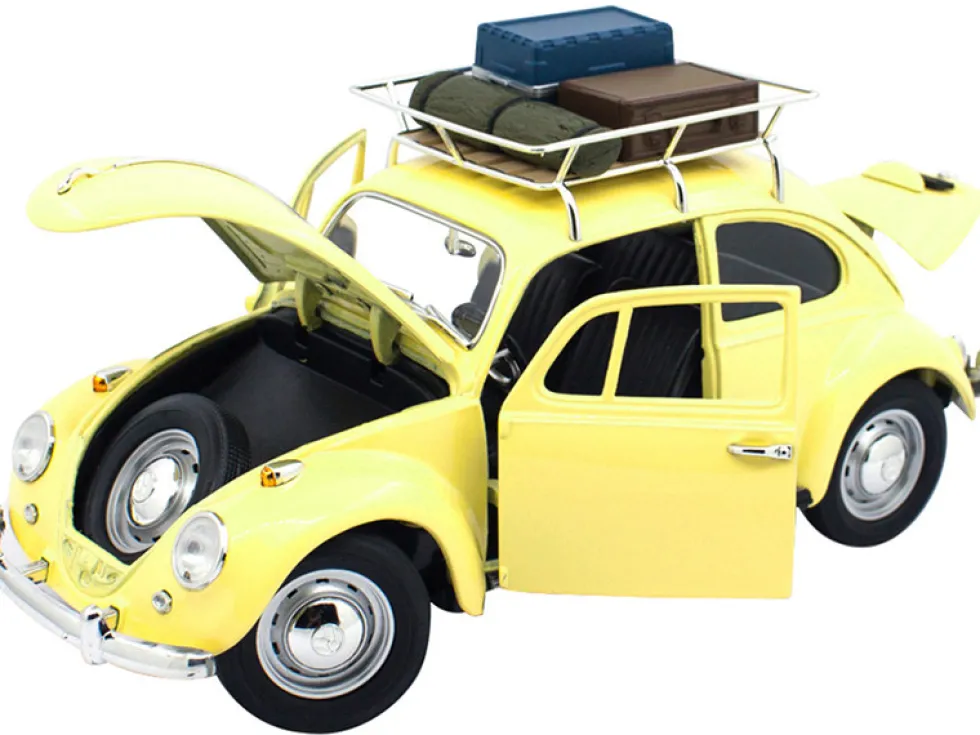 1967 Volkswagen Beetle Roof Rack Luggage Yellow 1/18 Diecast Model Car Road Signature 92078