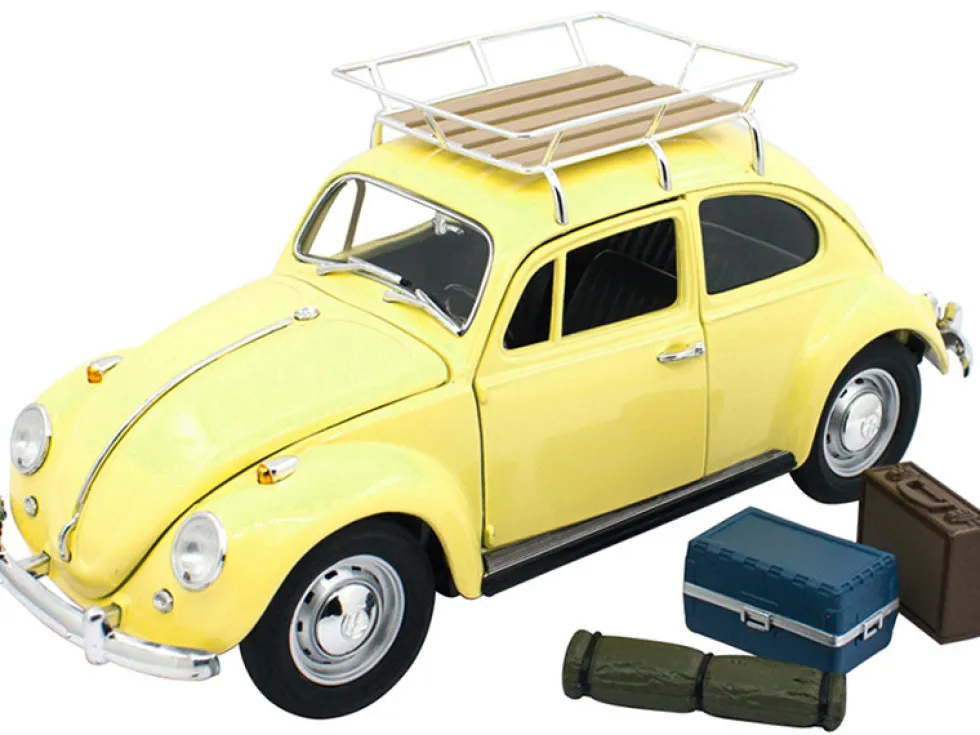 1967 Volkswagen Beetle Roof Rack Luggage Yellow 1/18 Diecast Model Car Road Signature 92078