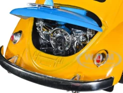 1959 Volkswagen Beetle Taxi Yellow Blue Oscar's Taxi Service Oscar Grouch Diecast Figure Sesame Street Hollywood Rides Series 1/24 Diecast Model Car Jada 32801