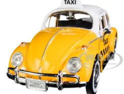 1966 Volkswagen Beetle Taxi Yellow White Top 1/24 Diecast Model Car Motormax 79577