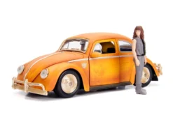 Volkswagen Beetle Weathered Yellow Robot on Chassis Charlie Diecast Figurine Bumblebee 2018 Movie Transformers Series Hollywood Rides Series 1/24 Diecast Model Car Jada 30114