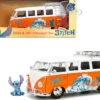 1961 Volkswagen Bus "Catching Waves" White and Orange with Stich Diecast Figure "Disney's Stitch" "Hollywood Rides" Series 1/24 Diecast Model by Jada
