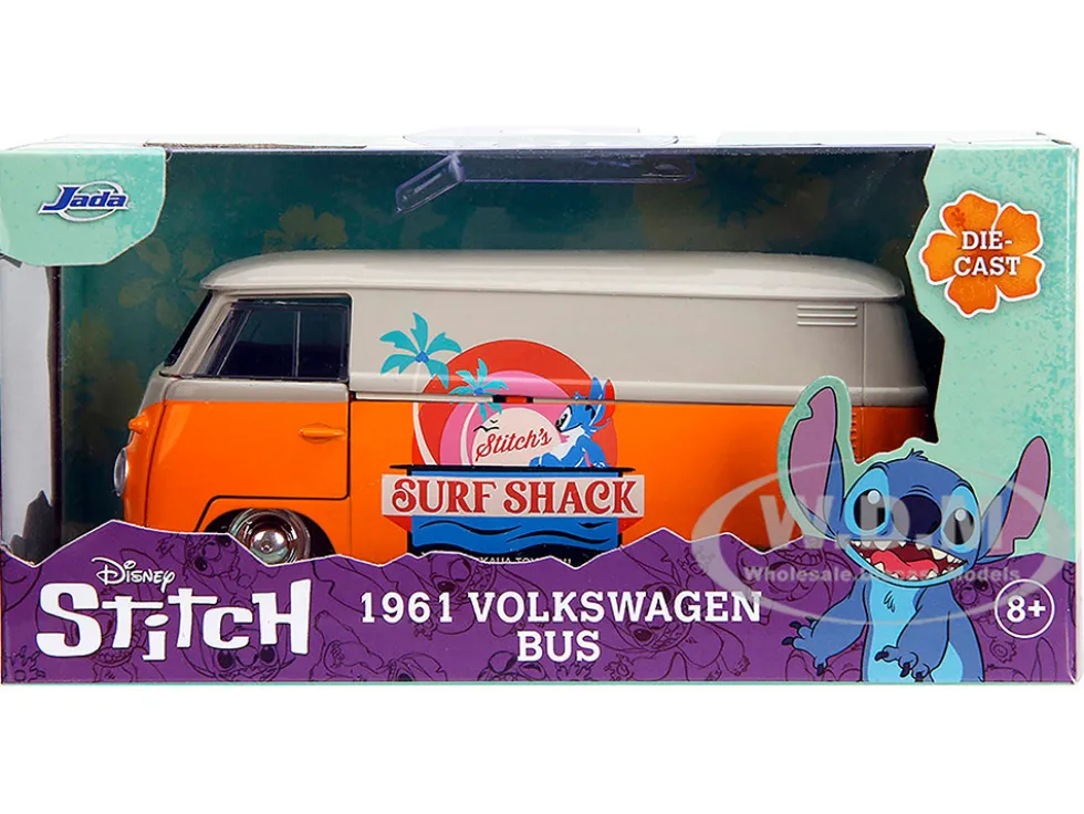 1961 Volkswagen Bus "Stitch's Surf Shack" Orange and Gray "Disney's Stitch" "Hollywood Rides" Series 1/32 Diecast Model Car by Jada