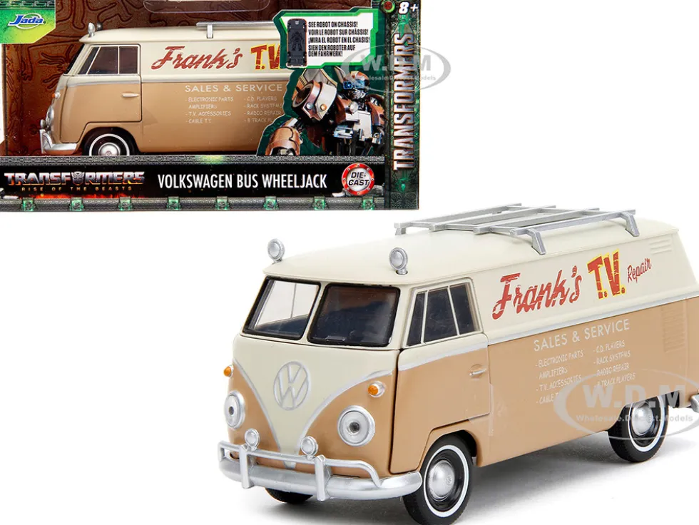 Volkswagen Bus WheelJack Tan and Beige Frank s TV Repair Transformers Rise of the Beasts 2023 Movie Hollywood Rides Series 1/32 Diecast Model Car Jada 34265