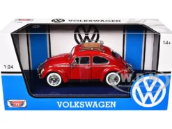 1966 Volkswagen Classic Beetle Red 1/24 Diecast Car Model Motormax 79558 79559