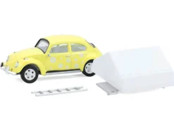 Volkswagen Classic Beetle Yellow with White Flower Graphics and Interior with Camp'otel Cartop Sleeper Tent