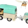 2024 Volkswagen Cool Combi Van with Trailer "Long Beach Surfing Club" Mint Green and Cream with Roof Rack and Surfboard 1/18 Diecast Model Car by Solido