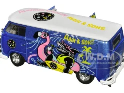 1960 Volkswagen Delivery Van Blue Metallic with White Top Maui and Sons Limited Edition to 6550 pieces Worldwide 1/24 Diecast Model Car M2 Machines 40300-112A