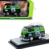 1960 Volkswagen Delivery Van "EMPI Equipped" Black and Green Metallic with Roof Rack and Ladder Limited Edition to 4050 pieces Worldwide 1/24 Diecast Model Car by M2 Machines