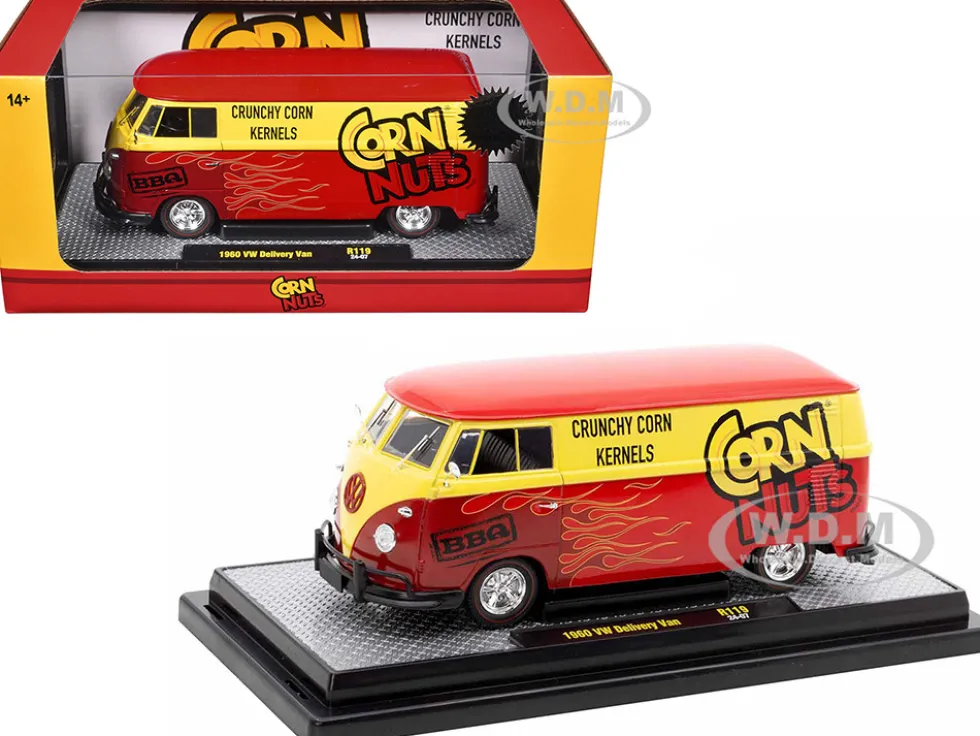 1960 Volkswagen Delivery Van Red and Yellow "Corn Nuts BBQ" Limited Edition to 6250 pieces Worldwide 1/24 Diecast Model Car by M2 Machines