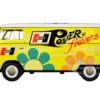 1960 Volkswagen Delivery Van Yellow with Bright White Top and Flower Graphics Hurst Power Flowers Limited Edition to 6550 pieces Worldwide 1/24 Diecast Model Car M2 Machines 40300-99B