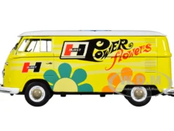 1960 Volkswagen Delivery Van Yellow with Bright White Top and Flower Graphics Hurst Power Flowers Limited Edition to 6550 pieces Worldwide 1/24 Diecast Model Car M2 Machines 40300-99B