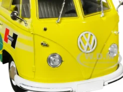 1960 Volkswagen Delivery Van Yellow with Bright White Top and Flower Graphics Hurst Power Flowers Limited Edition to 6550 pieces Worldwide 1/24 Diecast Model Car M2 Machines 40300-99B