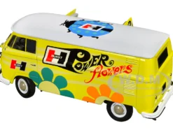 1960 Volkswagen Delivery Van Yellow with Bright White Top and Flower Graphics Hurst Power Flowers Limited Edition to 6550 pieces Worldwide 1/24 Diecast Model Car M2 Machines 40300-99B