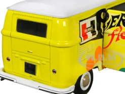 1960 Volkswagen Delivery Van Yellow with Bright White Top and Flower Graphics Hurst Power Flowers Limited Edition to 6550 pieces Worldwide 1/24 Diecast Model Car M2 Machines 40300-99B