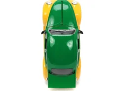 1959 Volkswagen Drag Beetle Green Yellow Michelangelo Diecast Figure Teenage Mutant Ninja Turtles Hollywood Rides Series 1/24 Diecast Model Car Jada 33741