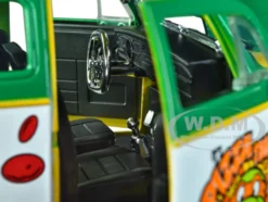 1959 Volkswagen Drag Beetle Green Yellow Michelangelo Diecast Figure Teenage Mutant Ninja Turtles Hollywood Rides Series 1/24 Diecast Model Car Jada 33741