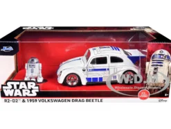 1959 Volkswagen Drag Beetle White with Graphics and R2-D2 Figure 