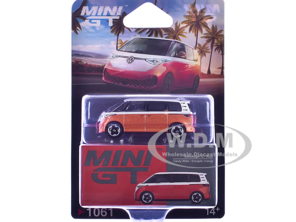 Volkswagen ID.Buzz Van Candy White and Energetic Orange Metallic Limited Edition 1/64 Diecast Model Car by Mini GT