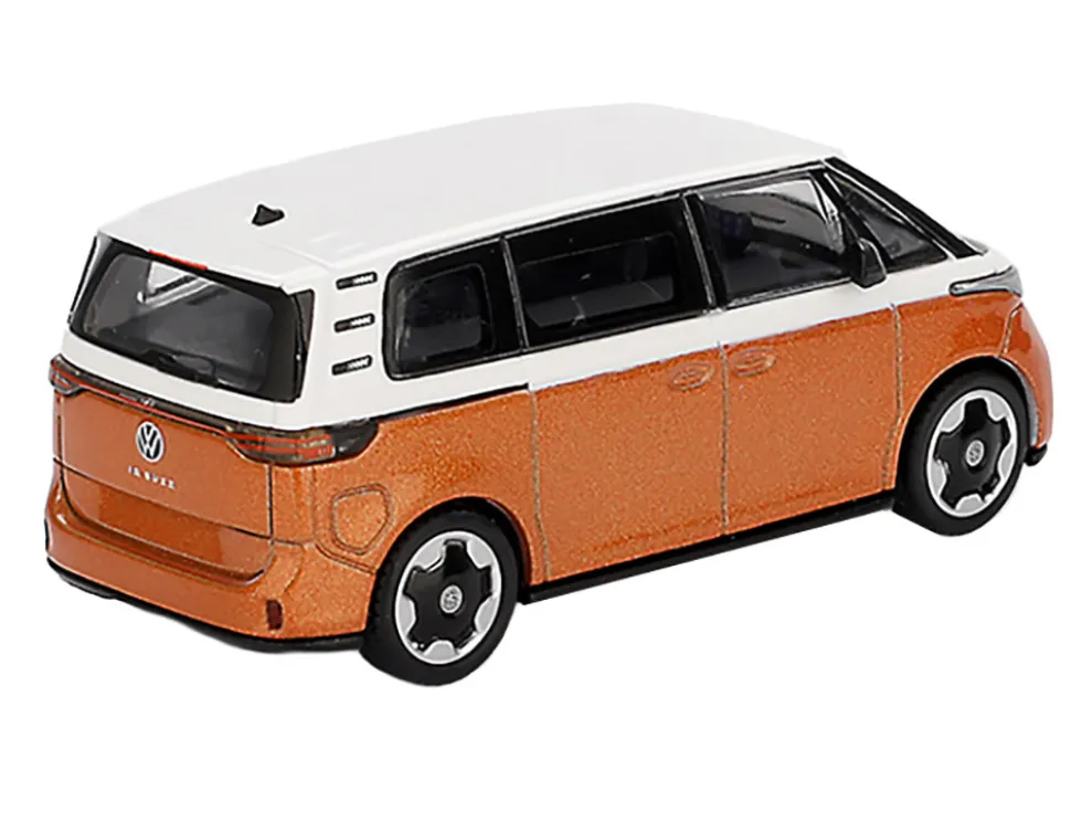Volkswagen ID.Buzz Van Candy White and Energetic Orange Metallic Limited Edition 1/64 Diecast Model Car by Mini GT
