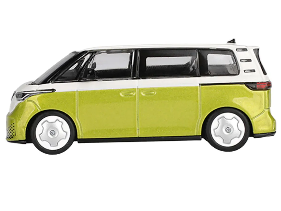 Volkswagen ID. Buzz Van Pomelo Yellow Metallic and Candy White Limited Edition 1/64 Diecast Model Car by Mini GT