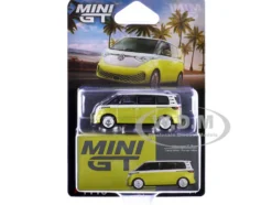 Volkswagen ID. Buzz Van Pomelo Yellow Metallic and Candy White Limited Edition 1/64 Diecast Model Car by Mini GT