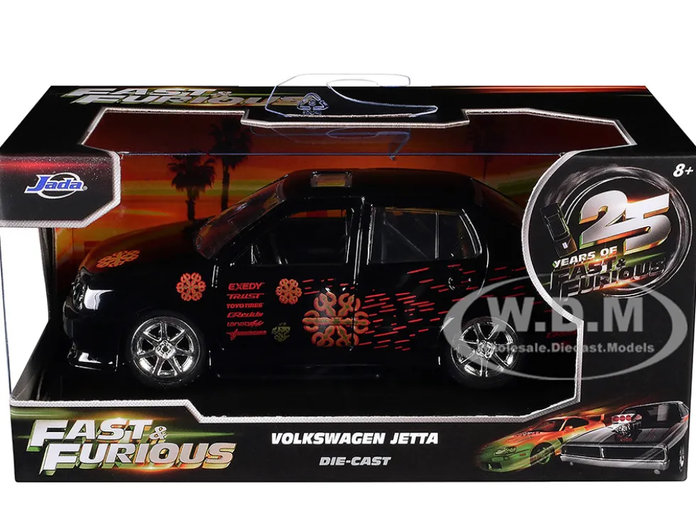 Volkswagen Jetta Black with Graphics "Fast & Furious Remix - 25th Anniversary" Series 1/32 Diecast Model Car by Jada
