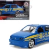 Volkswagen Jetta Police Vehicle "Rio Federal Highway Police" Blue with Yellow Stripes "Fast Five" (2011) Movie "Fast & Furious" Series 1/32 Diecast Model Car by Jada
