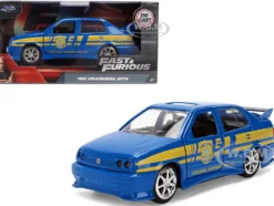 Volkswagen Jetta Police Vehicle "Rio Federal Highway Police" Blue with Yellow Stripes "Fast Five" (2011) Movie "Fast & Furious" Series 1/32 Diecast Model Car by Jada