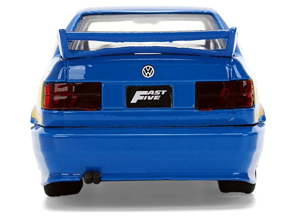Volkswagen Jetta Police Vehicle "Rio Federal Highway Police" Blue with Yellow Stripes "Fast Five" (2011) Movie "Fast & Furious" Series 1/32 Diecast Model Car by Jada