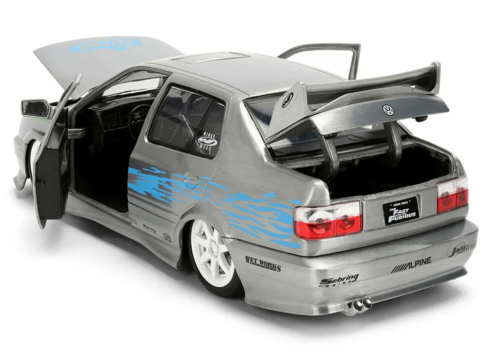 Volkswagen Jetta Raw Metal Color Brush Finish "The Fast and the Furious" (2001) Movie "25 Years of Fast & Furious" Series 1/24 Diecast Model Car by Jada
