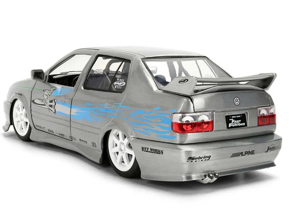 Volkswagen Jetta Raw Metal Color Brush Finish "The Fast and the Furious" (2001) Movie "25 Years of Fast & Furious" Series 1/24 Diecast Model Car by Jada
