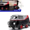 2024 Volkswagen Kool Kombi Sport Van with Trailer Black and Silver with Red Stripe 1/18 Diecast Model Car by Solido