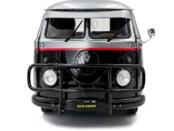2024 Volkswagen Kool Kombi Sport Van with Trailer Black and Silver with Red Stripe 1/18 Diecast Model Car by Solido