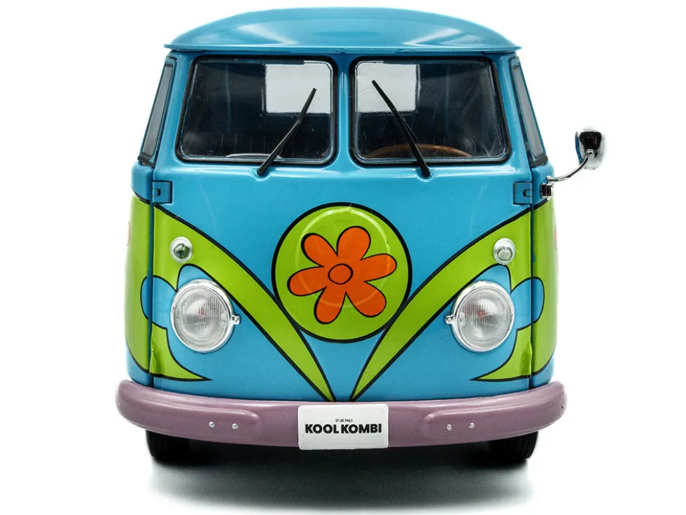2024 Volkswagen Kool Kombi Van with Trailer "Ghost Hunter" Blue and Green with Graphics 1/18 Diecast Model Car by Solido