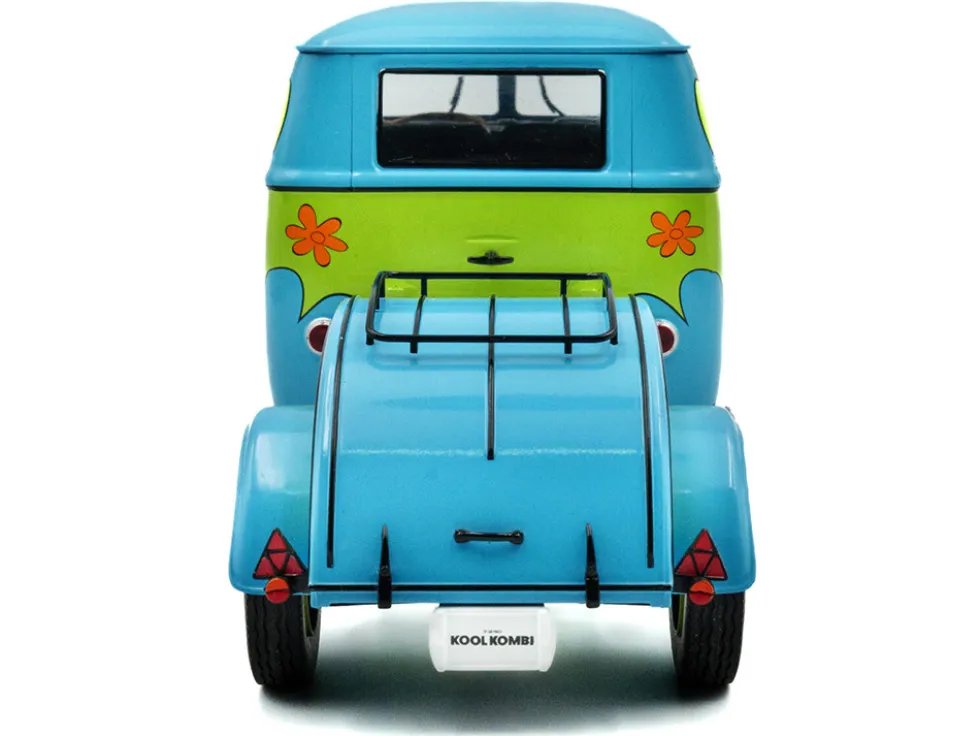 2024 Volkswagen Kool Kombi Van with Trailer "Ghost Hunter" Blue and Green with Graphics 1/18 Diecast Model Car by Solido