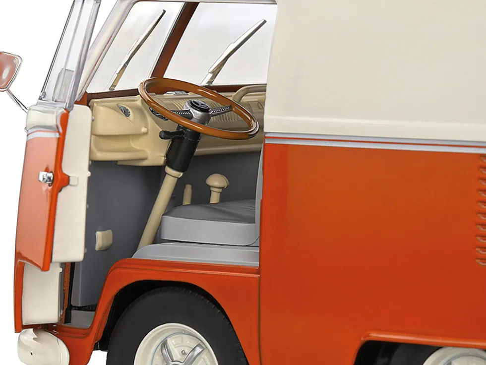 1950 Volkswagen Kool Kombi Van with Trailer Orange and White 1/18 Diecast Model Car by Solido