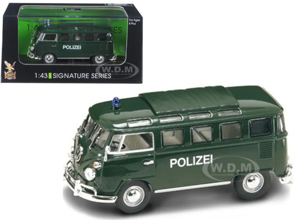 1962 Volkswagen Microbus Police Green 1/43 Diecast Car Model Road Signature 43210