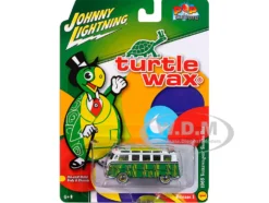 1965 Volkswagen Samba Bus "Turtle Wax" White and Green with Graphics "Pop Culture" 2025 Release 1 1/64 Diecast Model Car by Johnny Lightning