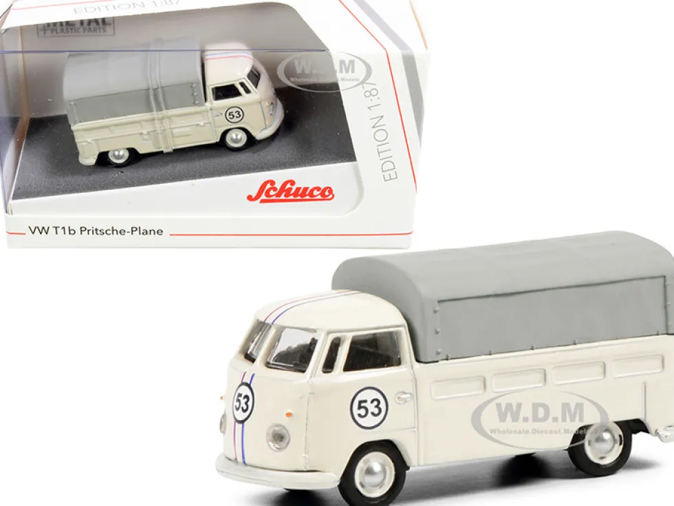 Volkswagen T1b Pritsche Plane Pickup Truck Canopy #53 Cream 1/87 HO Diecast Model Schuco 452650300