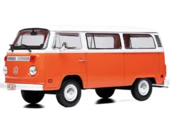 1974 Volkswagen T2 Bus Orange and White 1/24 Diecast Model by IXO Models