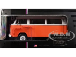 1974 Volkswagen T2 Bus Orange and White 1/24 Diecast Model by IXO Models